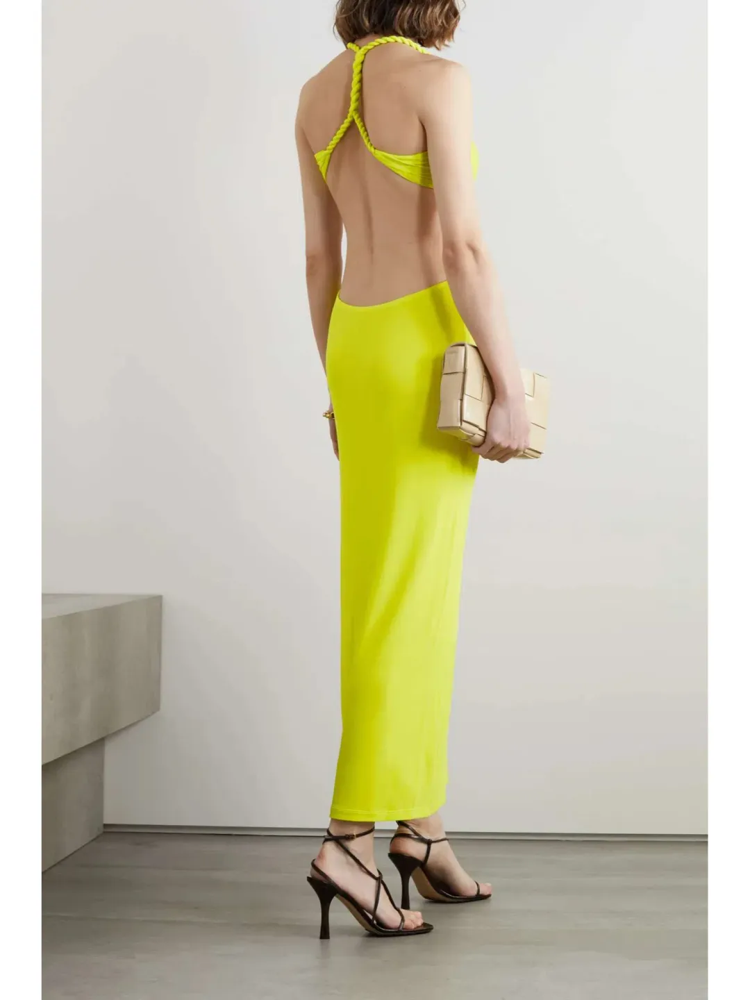 Dion Lee V Neck Rope Dress Yellow Size AU 6 for rent on The Volte - main image