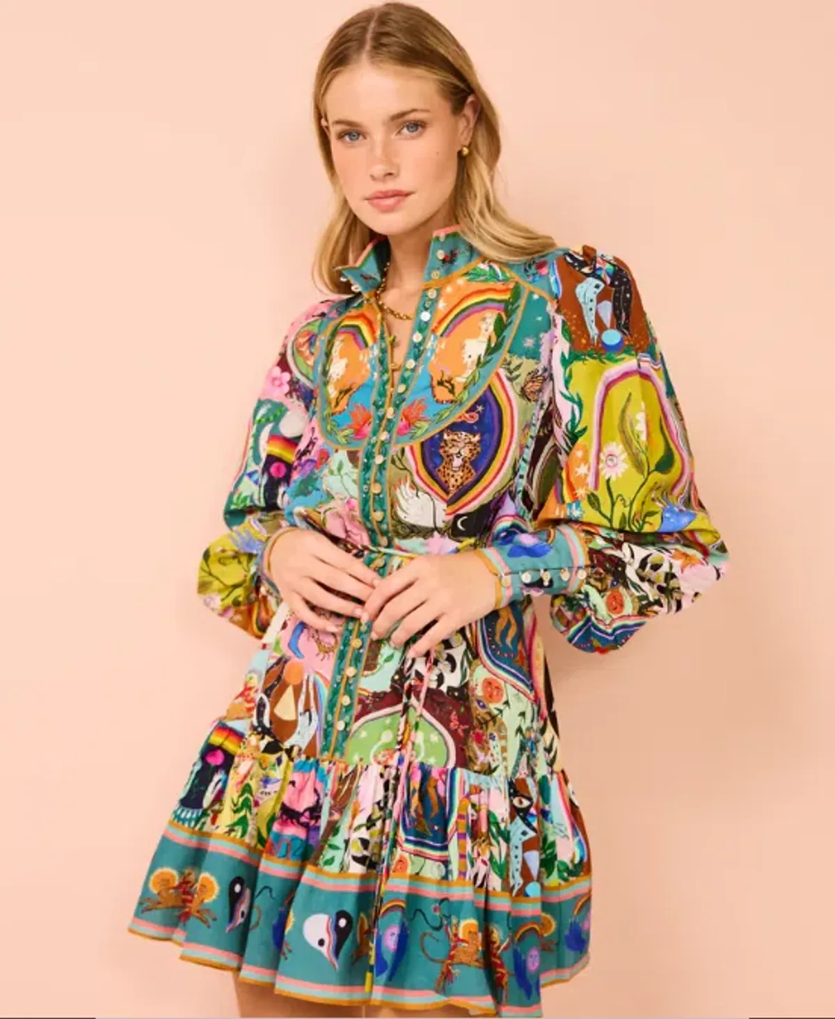 Alemais Evergreen Mini Dress in Multi Size AU 8 - Image 2