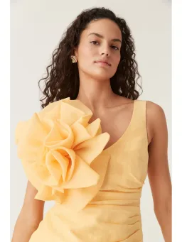 Aje Energy Mini Dress Marigold Yellow Size AU 4 for rent on The Volte - image 2