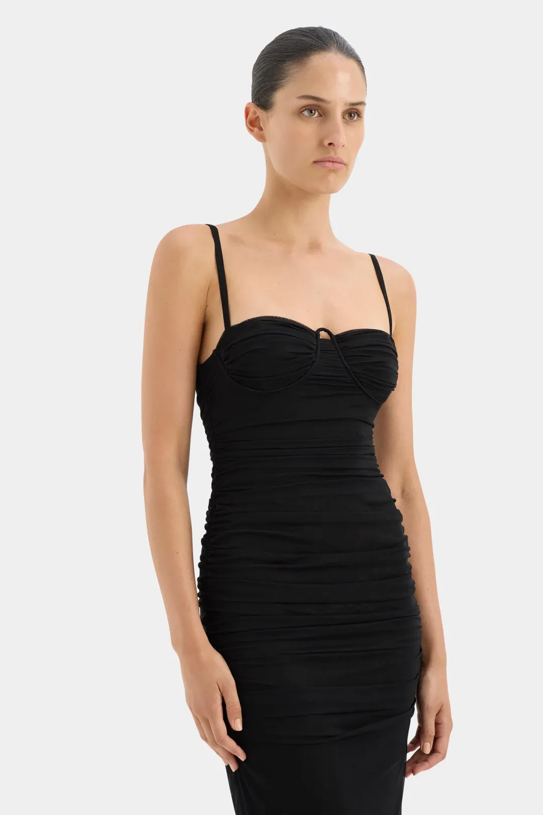 Sir the Label Jacques Gathered Midi Dress Black Size 1/Au 8 for rent on The Volte - main image