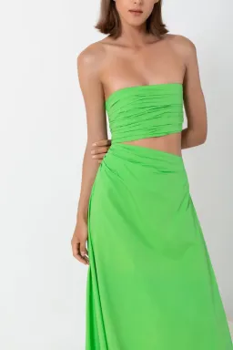 SWF Boutique Asymmetric Cut Out Maxi Dress Verde Size 12 for rent on The Volte - image 3