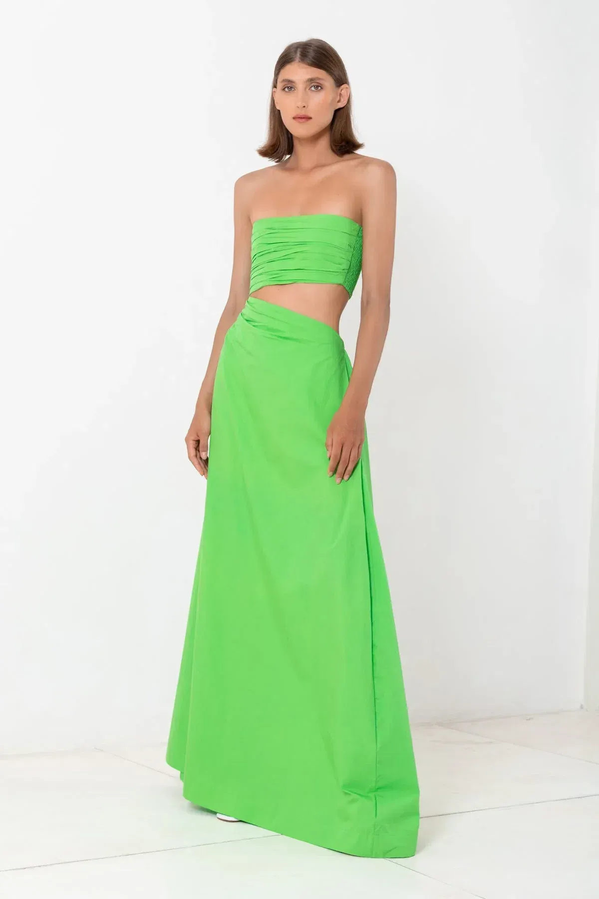 SWF Boutique Asymmetric Cut Out Maxi Dress Verde Size 12 - Image 1