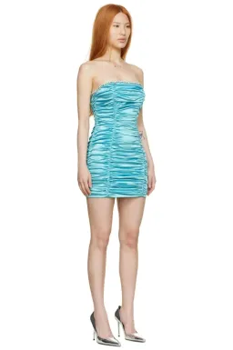 Area Crystal Embellished Ruched Mini Dress Aqua Size 6 for rent on The Volte - image 2