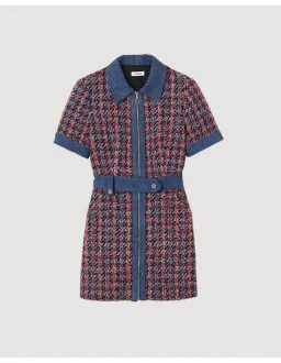 Sandro Denim Tweed Mini Dress Multi Size 12 AU for rent on The Volte - image 7