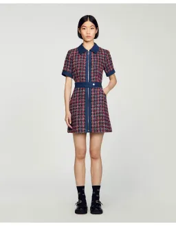 Sandro Denim Tweed Mini Dress Multi Size 12 AU for rent on The Volte - image 6