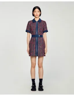 Sandro Denim Tweed Mini Dress Multi Size 12 AU for rent on The Volte - image 1