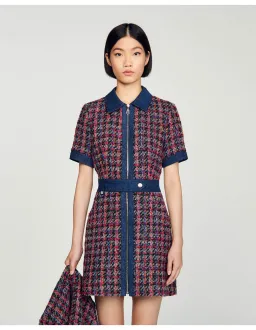 Sandro Denim Tweed Mini Dress Multi Size 12 AU for rent on The Volte - image 2