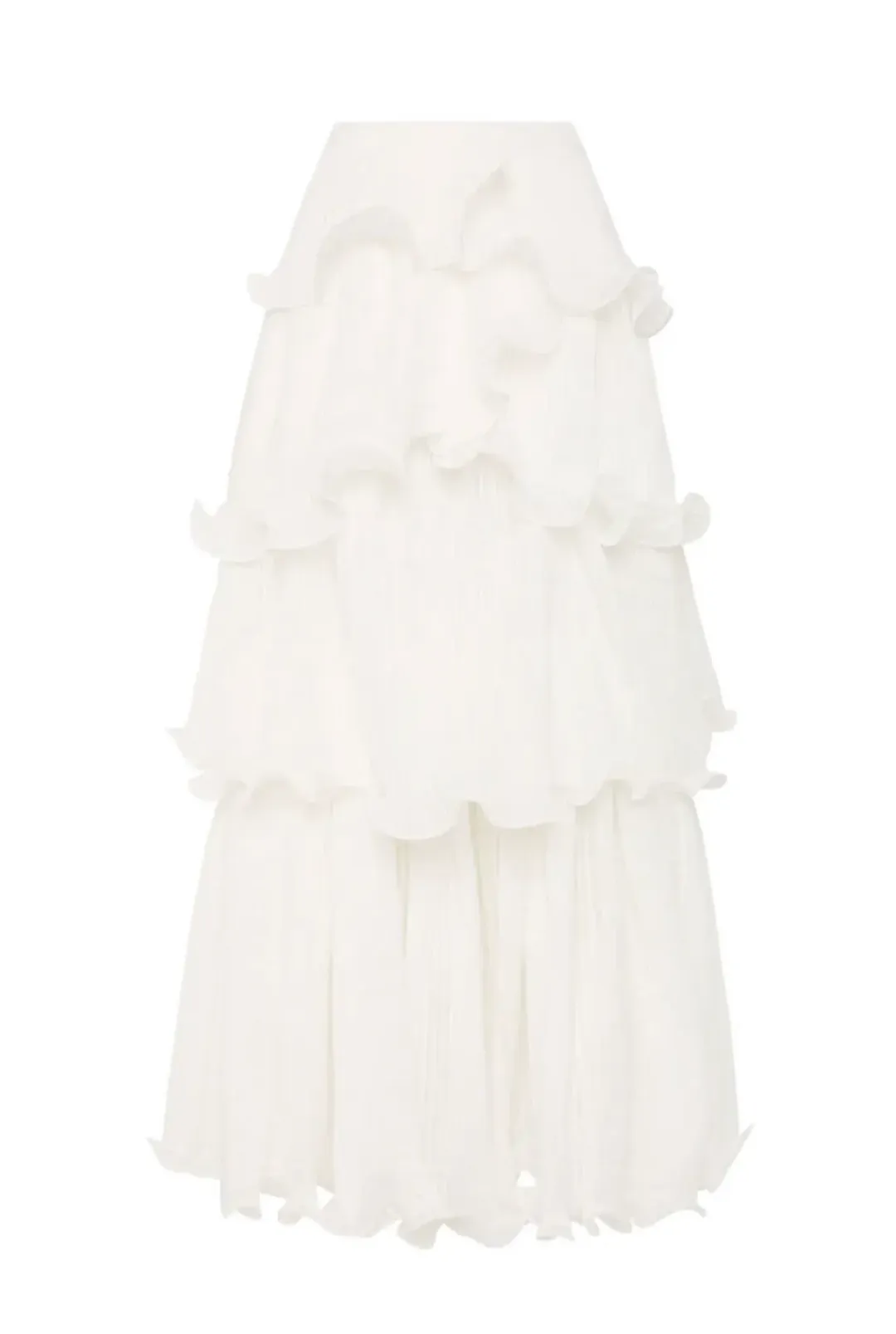 Aje Sunbeam Ruched Bustier and Cosmos Tiered Maxi Skirt Set Ivory Size 6 for rent on The Volte - main image
