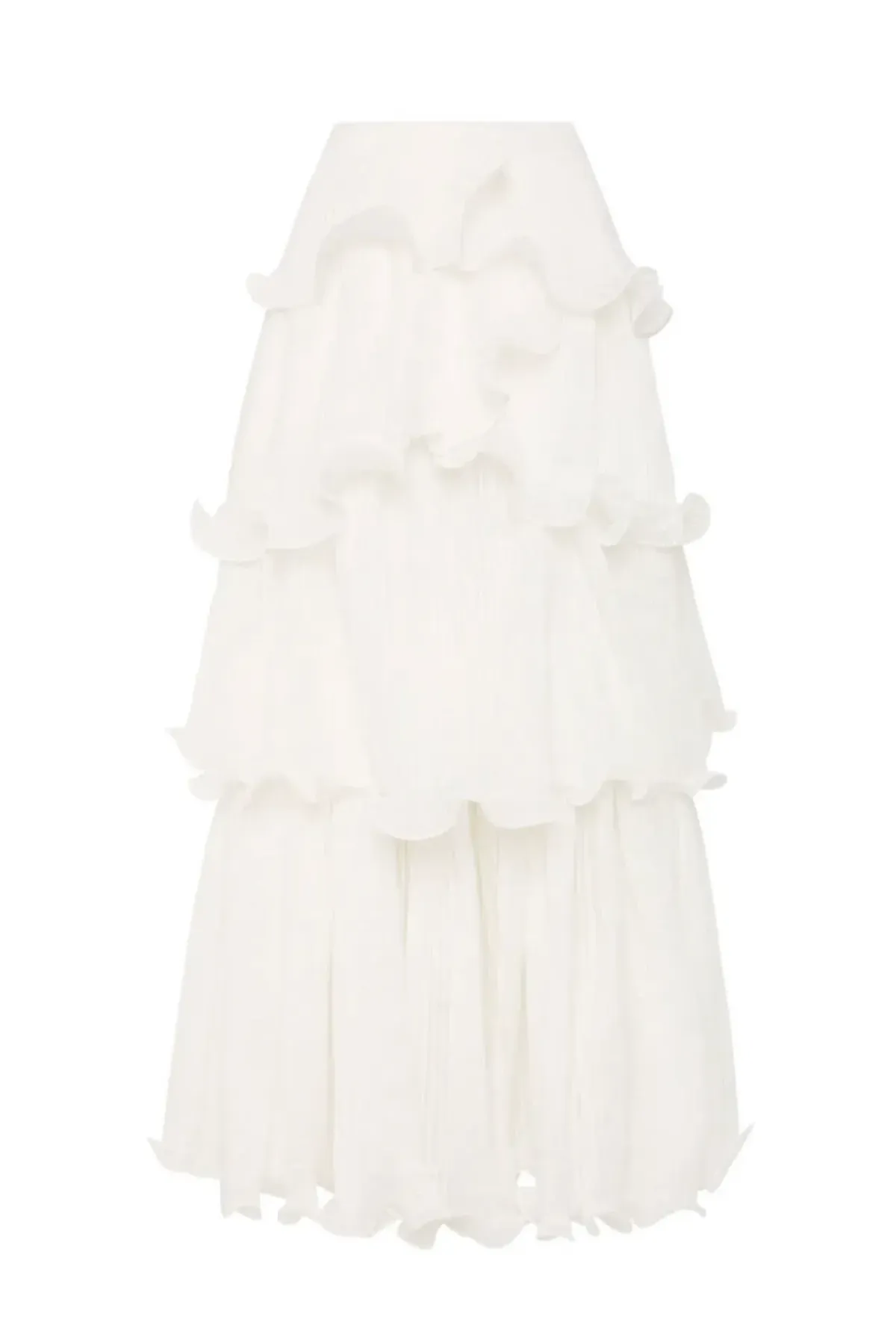 Aje Sunbeam Ruched Bustier and Cosmos Tiered Maxi Skirt Set Ivory Size 6 - Image 7