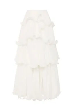 Aje Sunbeam Ruched Bustier and Cosmos Tiered Maxi Skirt Set Ivory Size 6 for rent on The Volte - image 7