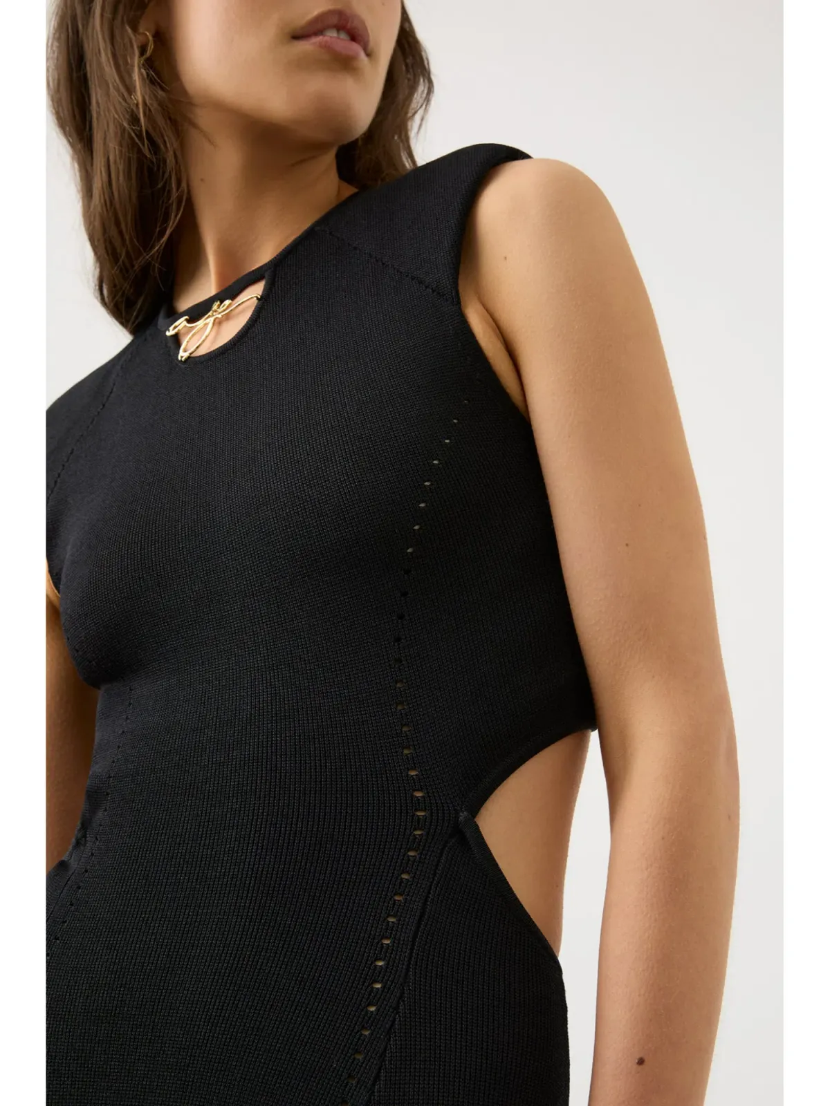 Aje Lena Knit Cut-out Dress in Black Size AU 14 - Image 3