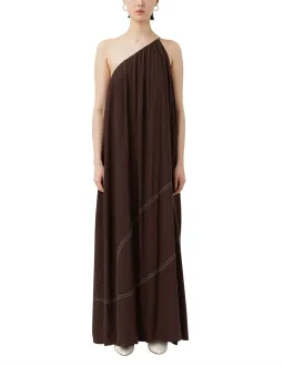 Camilla and Marc Castille One Shoulder Maxi Dress in Chocolate Brown Size 8 for rent on The Volte - image 4