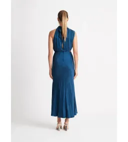 Sheike Park Ave Draped Midi Dress Teal Size 12 for rent on The Volte - image 2