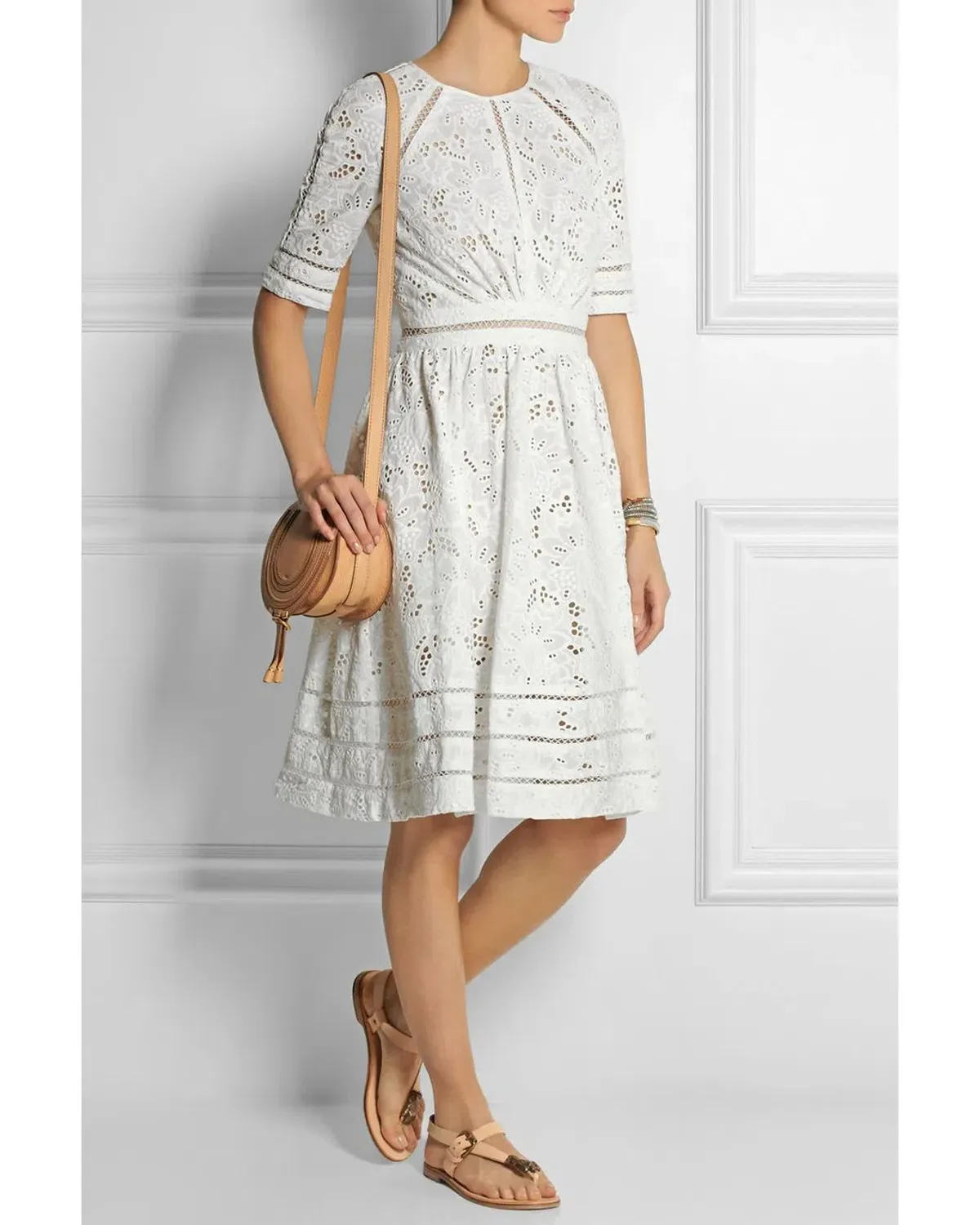 Zimmermann Roamer Day Dress White Broderie Anglaise Size 2/Au 12 for rent on The Volte - main image