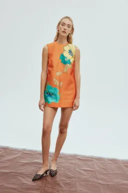 Alemais Piato Mini Dress Orange/Floral Size 8 for rent on The Volte - image 3