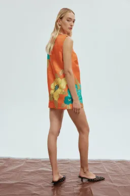 Alemais Piato Mini Dress Orange/Floral Size 8 for rent on The Volte - image 5