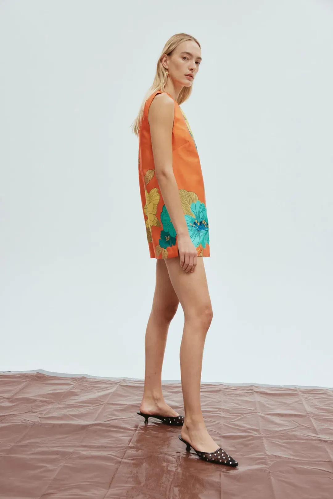 Alemais Piato Mini Dress Orange/Floral Size 8 for rent on The Volte - main image