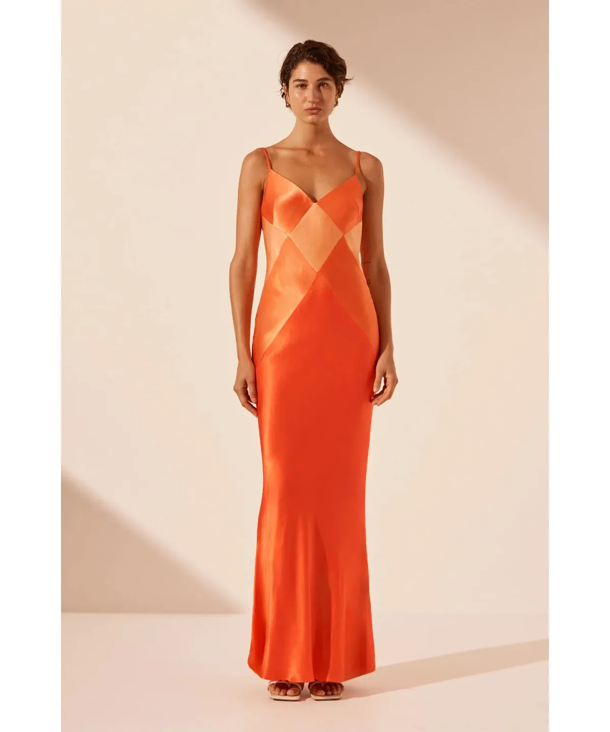 Shona Joy Mia Contrast Spliced Maxi Dress Red Orange/Hibiscus Size AU 10 - Image 1