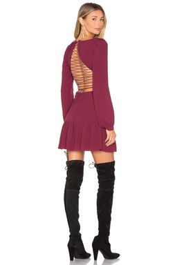For Love & Lemons X REVOLVE Lace Up Dress in Wine size XS for rent on The Volte - image 1