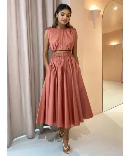 Acler Landon Top And Midi Skirt Set Terracotta Size AU 10 for rent on The Volte - image 2