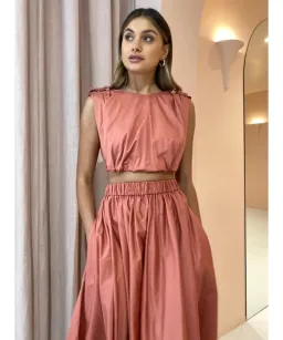 Acler Landon Top And Midi Skirt Set Terracotta Size AU 10 for rent on The Volte - image 3