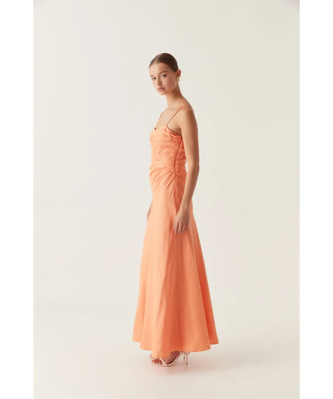 Aje Clarice Draped Maxi Dress in Sunset Orange Size AU 12 for rent on The Volte - main image