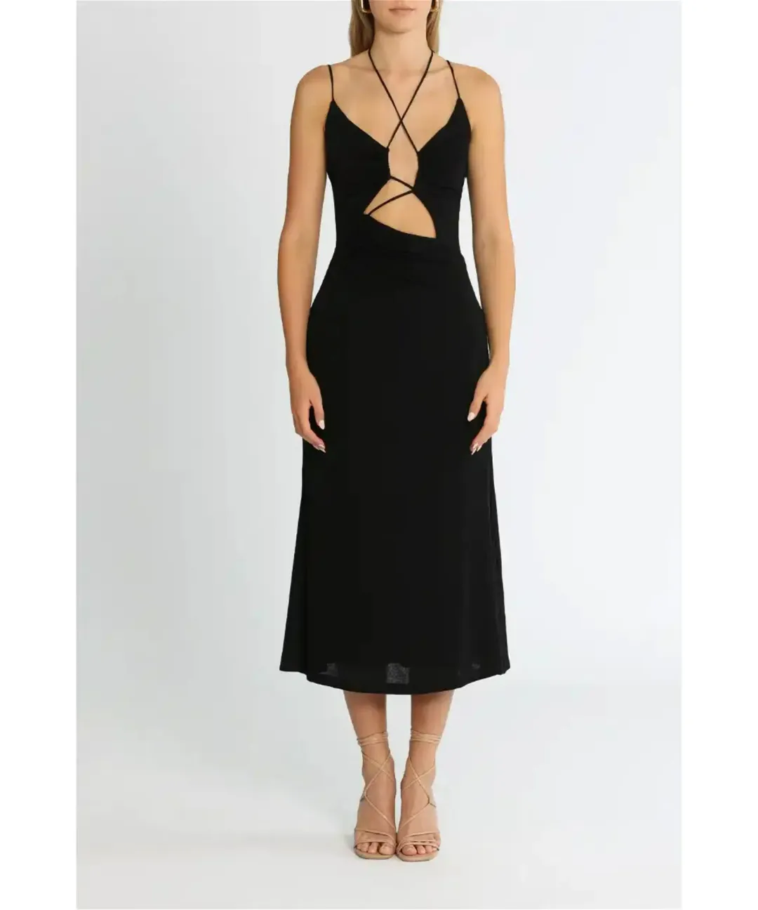 Misha Estera Midi Dress Black Size 10 for rent on The Volte - main image