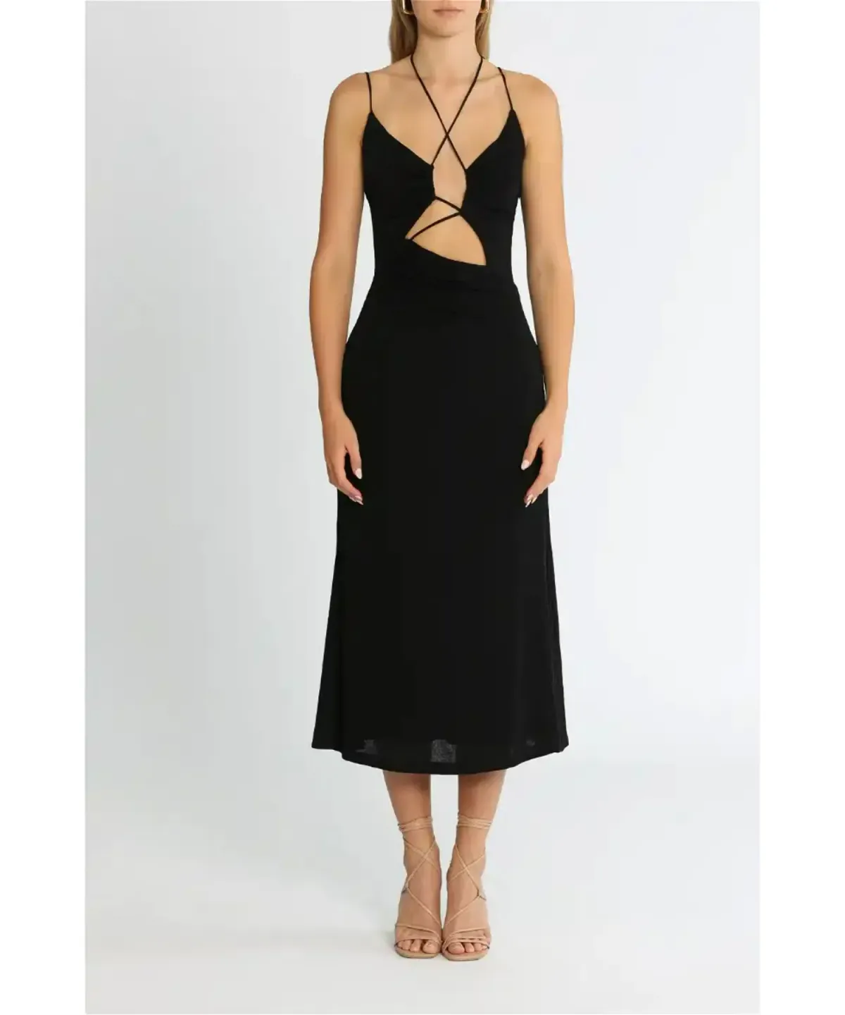 Misha Estera Midi Dress Black Size 10 for rent on The Volte - main image