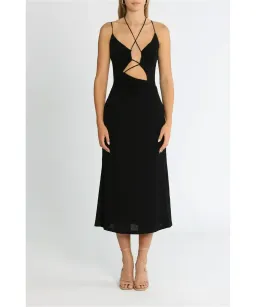 Misha Estera Midi Dress Black Size 10 for rent on The Volte - image 1