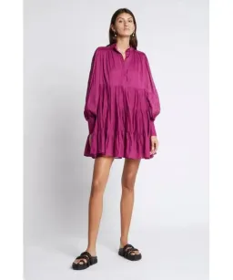 Aje Romance Smock Mini Dress Fuschia Size AU 8 for rent on The Volte - image 1