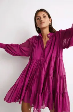 Aje Romance Smock Mini Dress Fuschia Size AU 8 for rent on The Volte - image 3