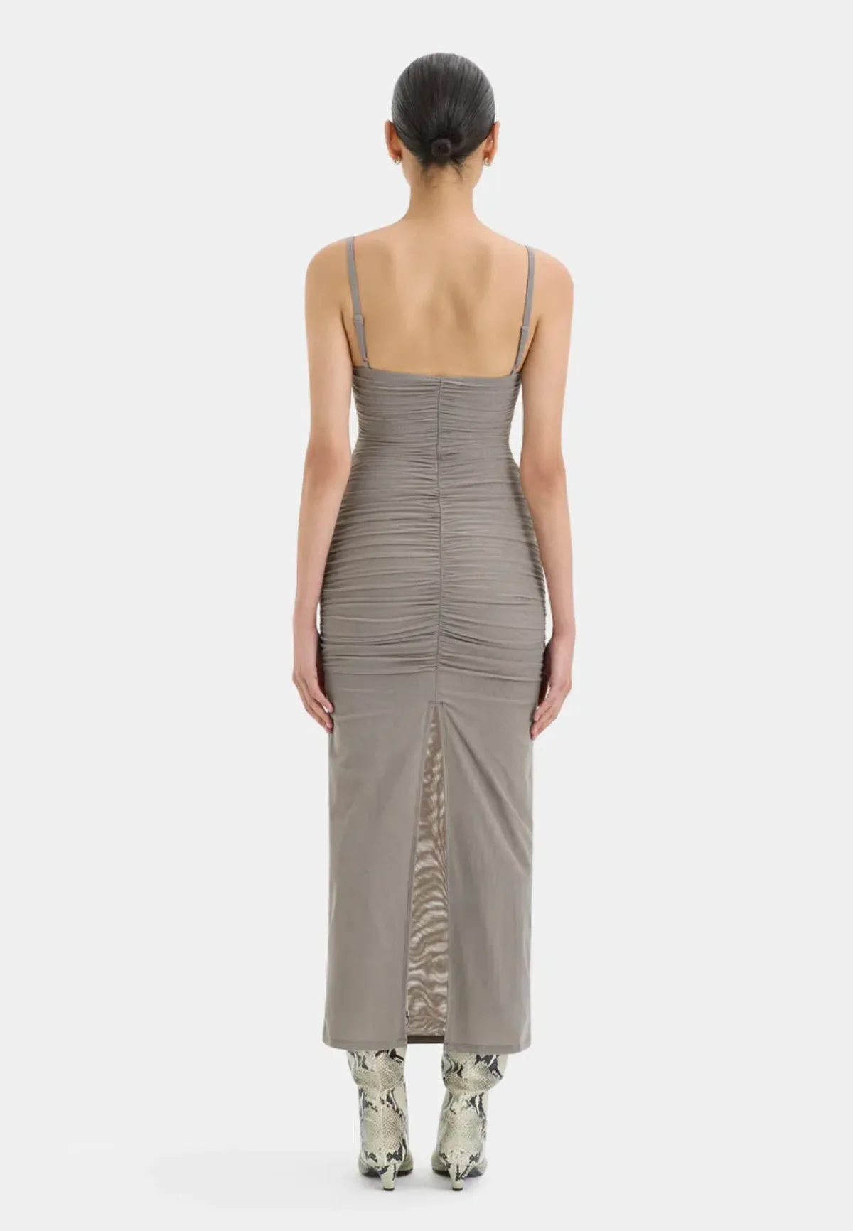 Sir The Label Jacques Gathered Midi Dress Slate Size 1 / AU 8 - Image 3