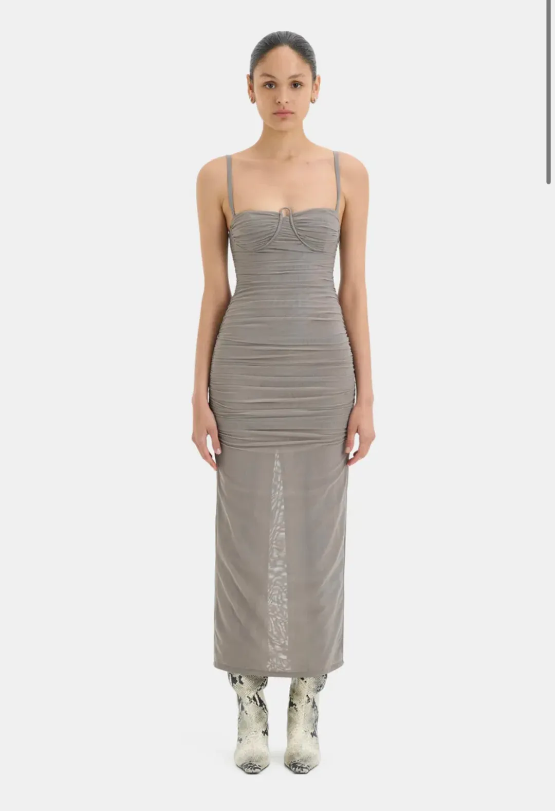 Sir The Label Jacques Gathered Midi Dress Slate Size 1 / AU 8 for rent on The Volte - main image