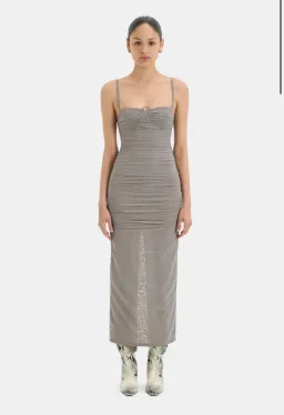 Sir The Label Jacques Gathered Midi Dress Slate Size 1 / AU 8 for rent on The Volte - image 2