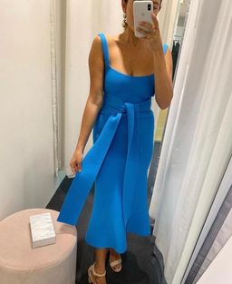 Scanlan Theodore Crepe Knit Bralette Dress Sapphire Size S / Au 8 for rent on The Volte - image 3