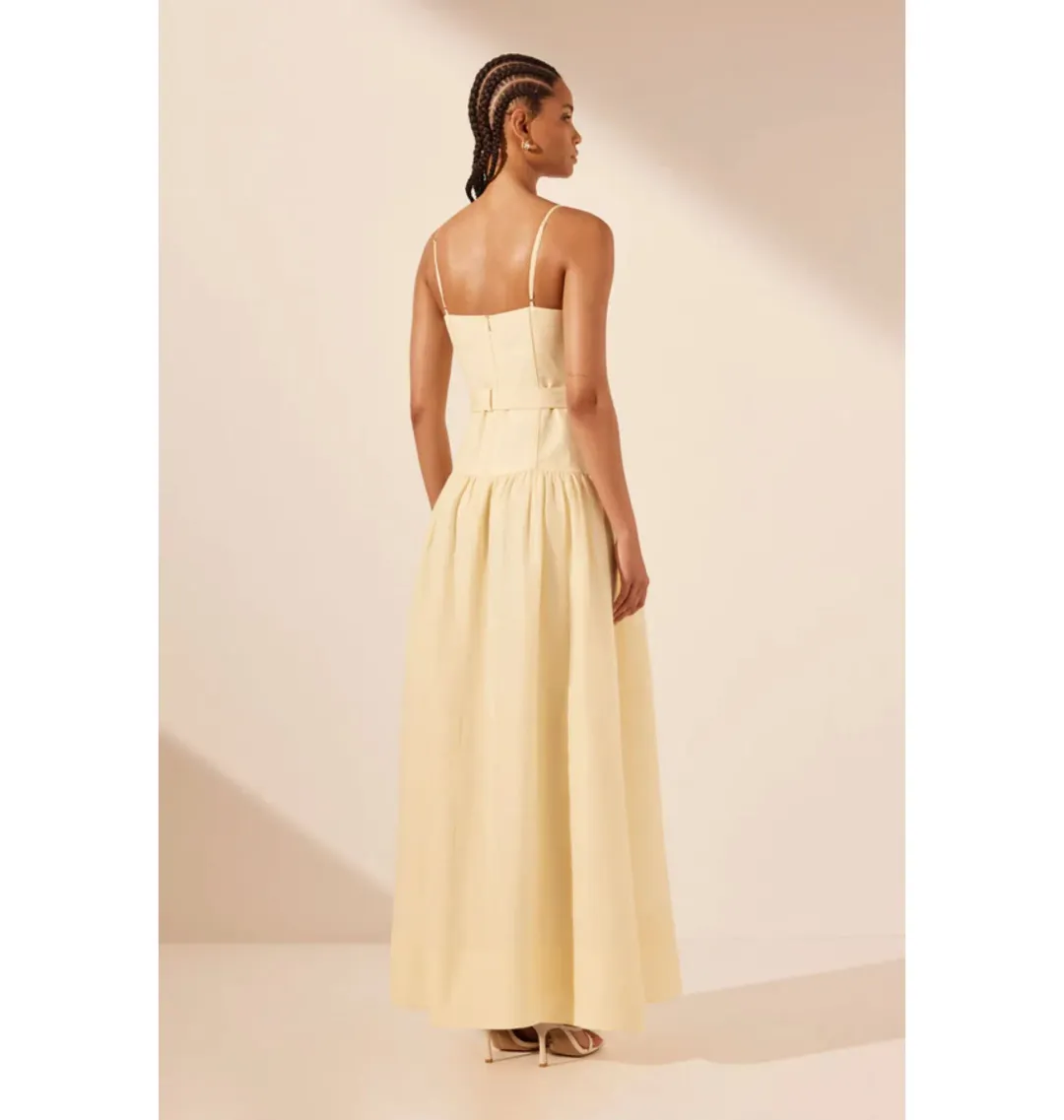 Shona Joy Limon Panelled Bustier Maxi Dress in Lemonade Size AU 12 for rent on The Volte - main image
