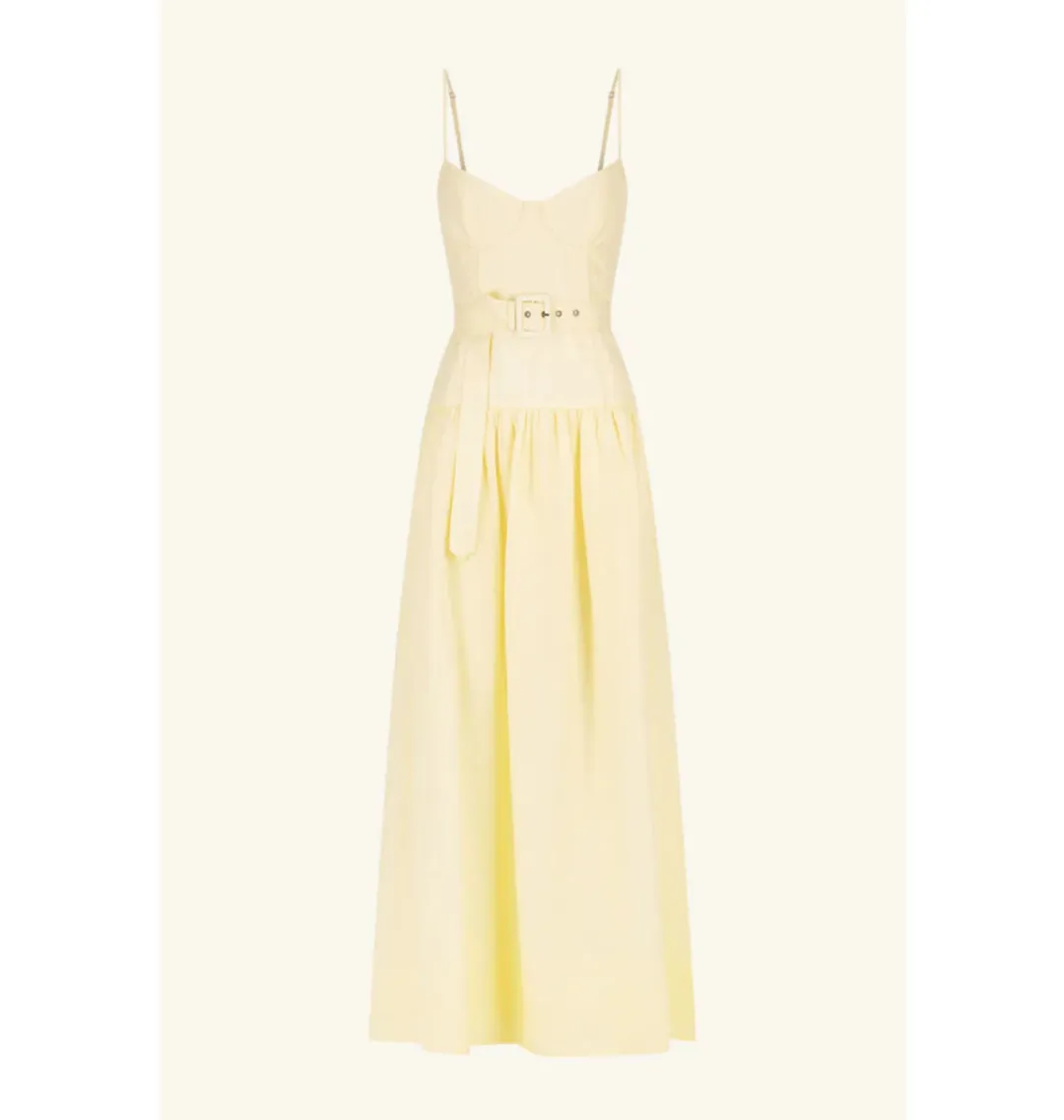 Shona Joy Limon Panelled Bustier Maxi Dress in Lemonade Size AU 12 for rent on The Volte - main image