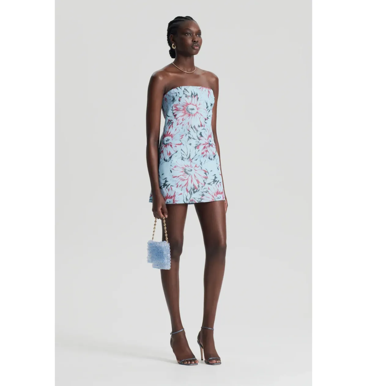 Scanlan Theodore Taffeta Mini Dress Ice Blue Size 8 - Image 2