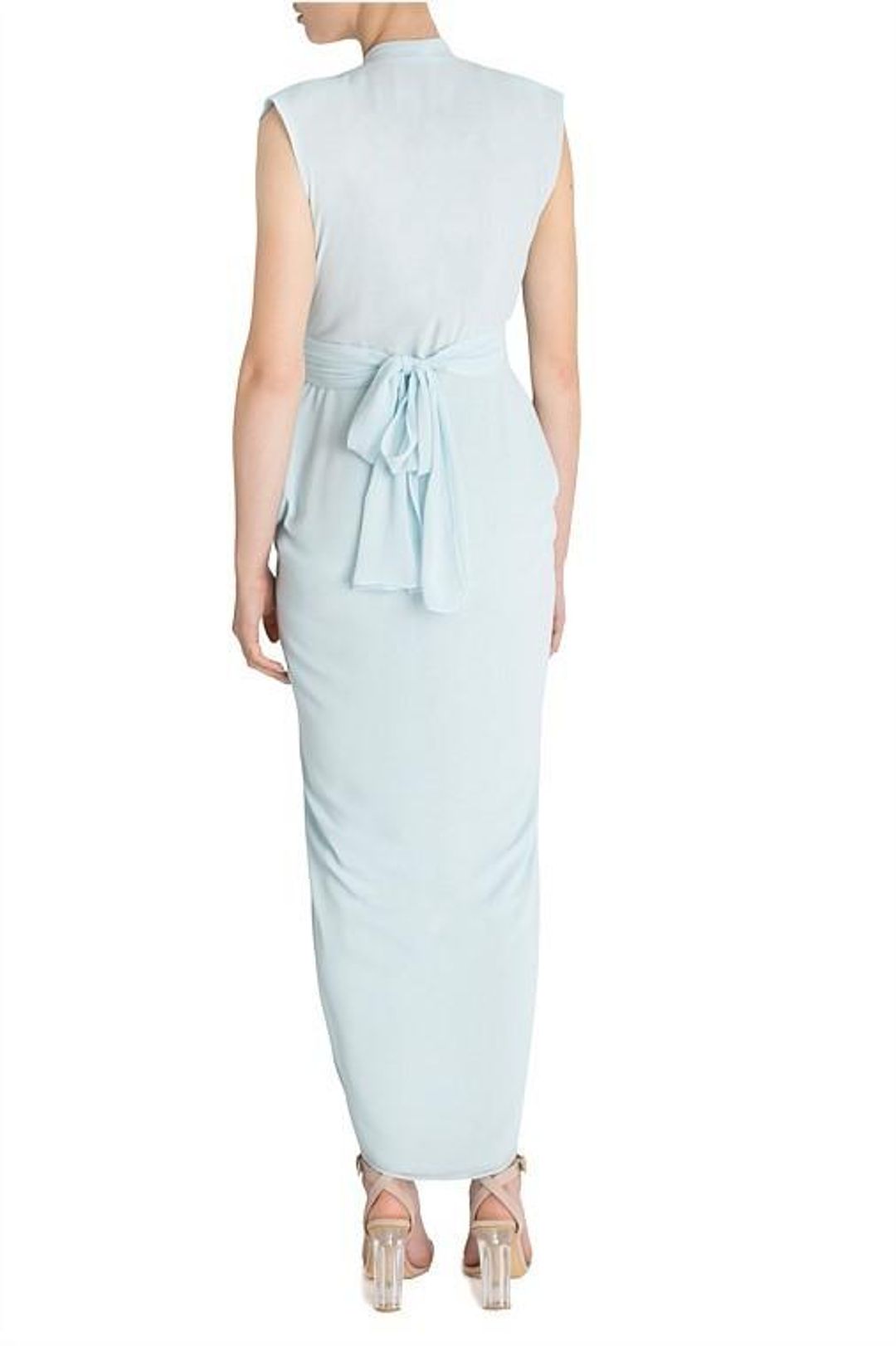Carla Zampatti Diaphanous Waterfall Dress Ice Blue Size 6 for rent on The Volte - main image
