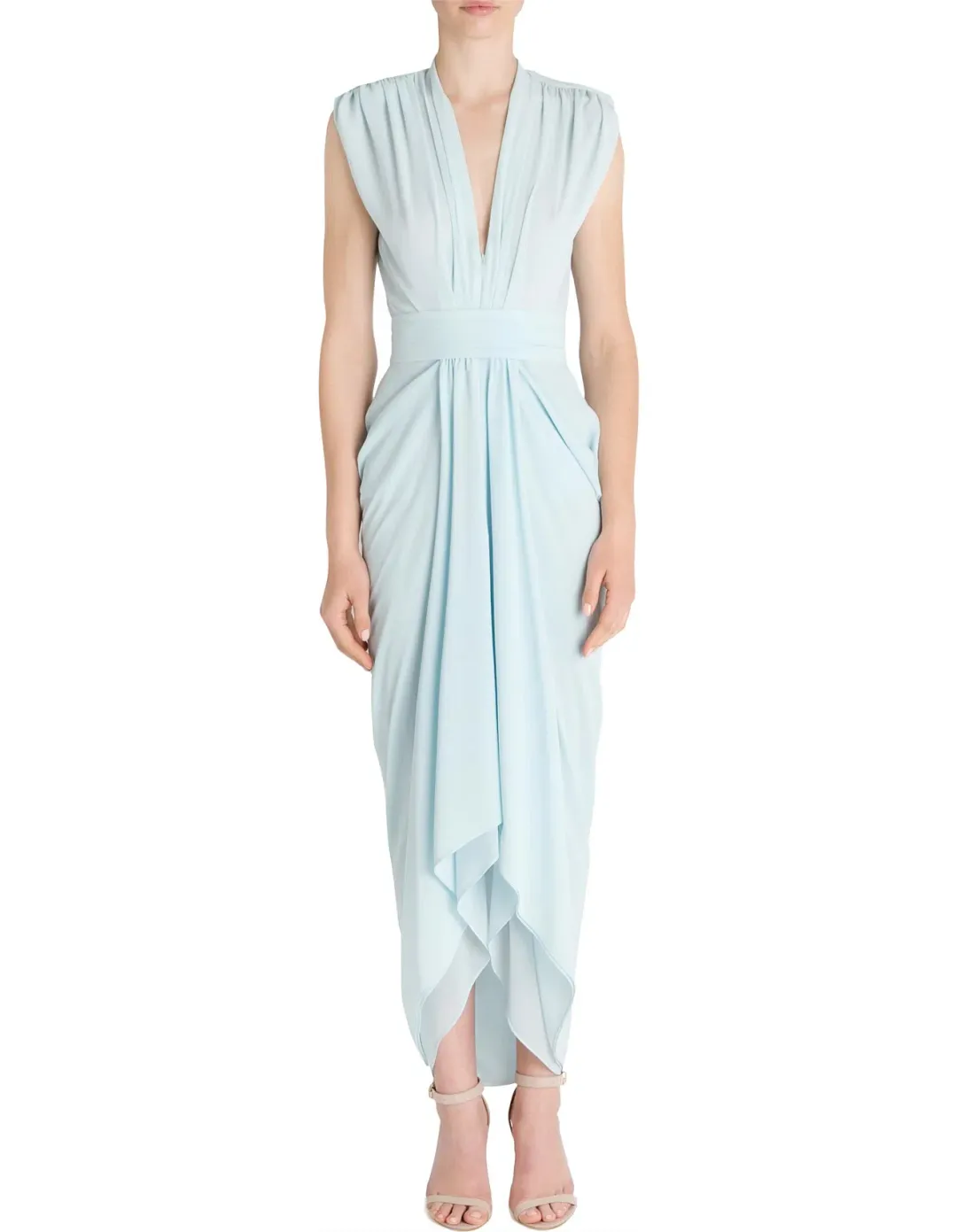 Carla Zampatti Diaphanous Waterfall Dress Ice Blue Size 6 for rent on The Volte - main image