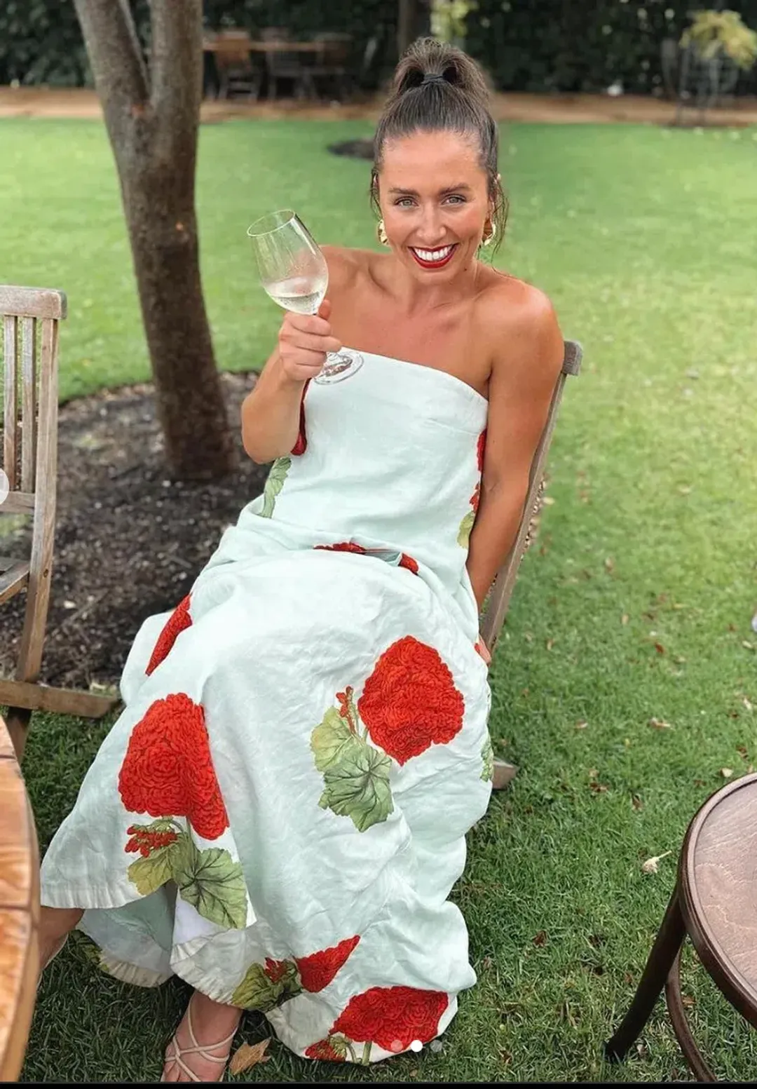 Oroton Posie Geranium Gown Sea Spray Size 6 for rent on The Volte - main image