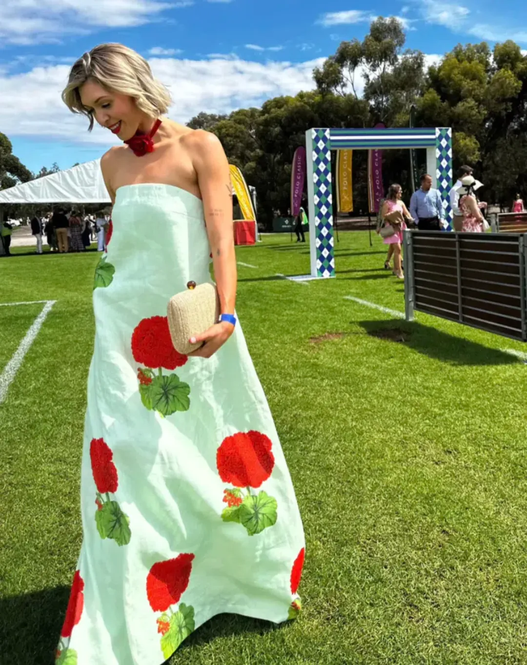 Oroton Posie Geranium Gown Sea Spray Size 6 for rent on The Volte - main image