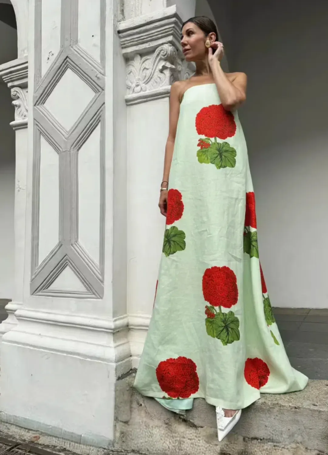 Oroton Posie Geranium Gown Sea Spray Size 6 for rent on The Volte - main image