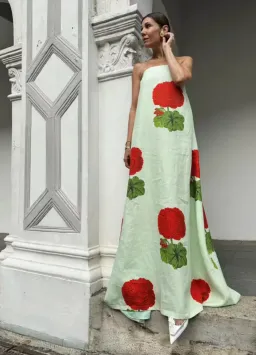 Oroton Posie Geranium Gown Sea Spray Size 6 for rent on The Volte - image 1