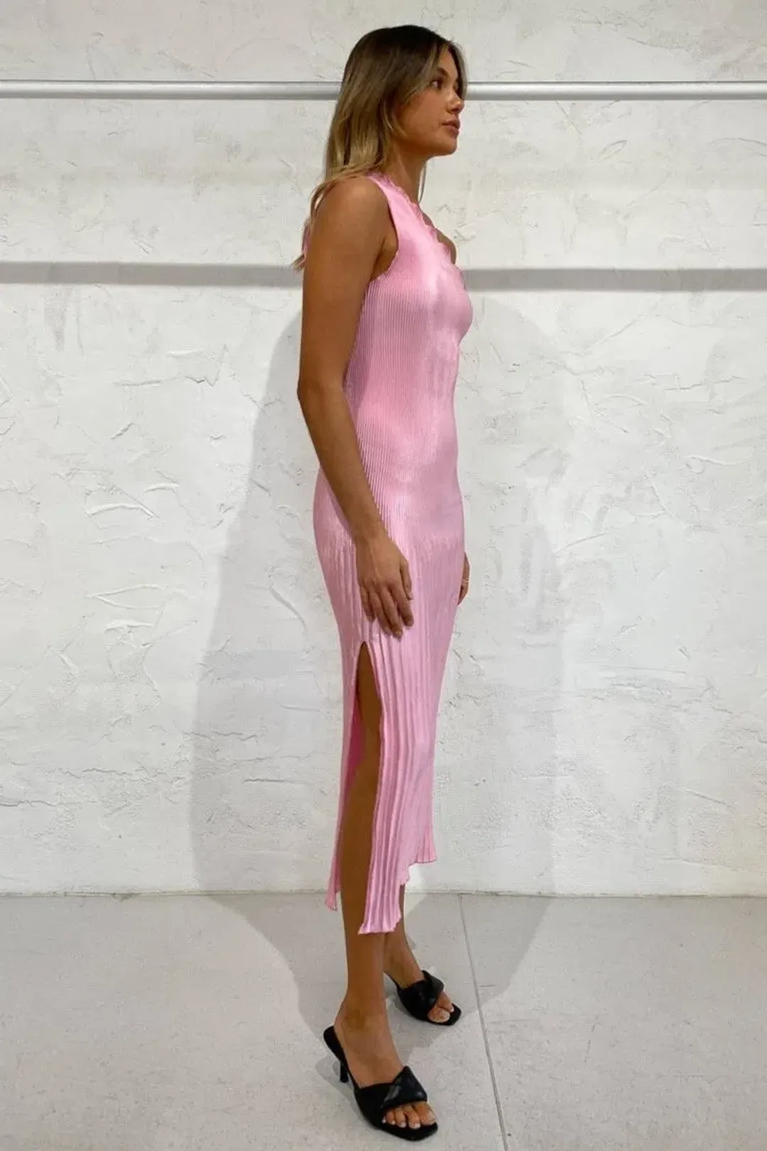 L’idée Soirée One Shoulder Midi Dress in Pink Size 10 for rent on The Volte - main image
