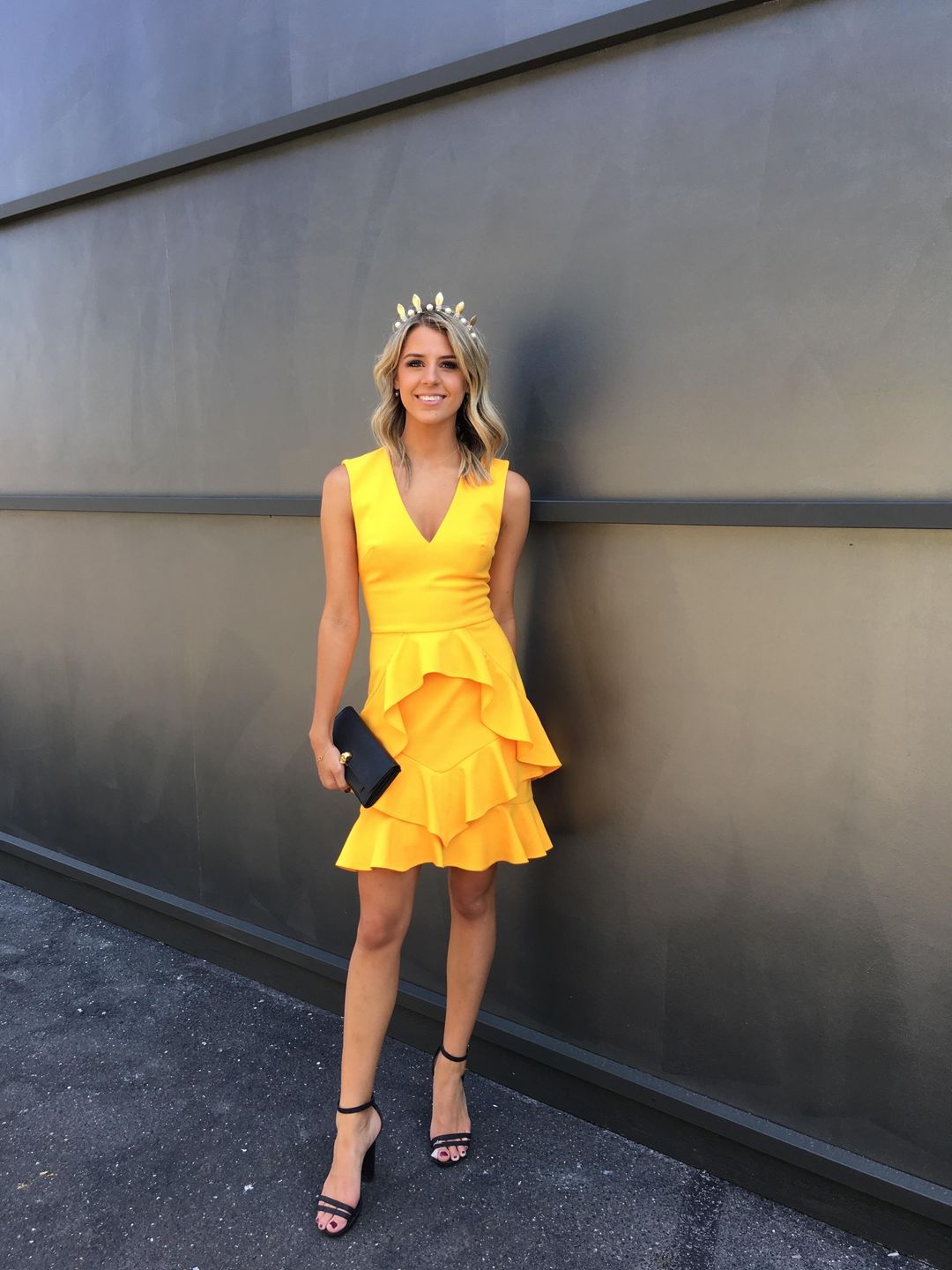 Rebecca Vallance Havana Mini Dress Yellow Size 6 for rent on The Volte - main image