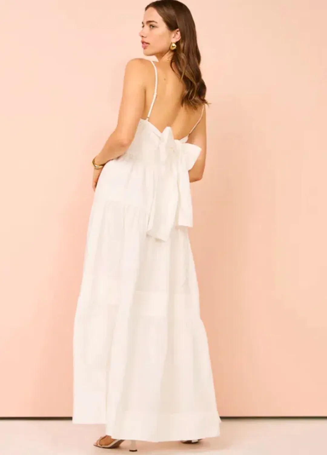 By Nicola Monet Tiered Maxi Dress In White Size 10 for rent on The Volte - main image