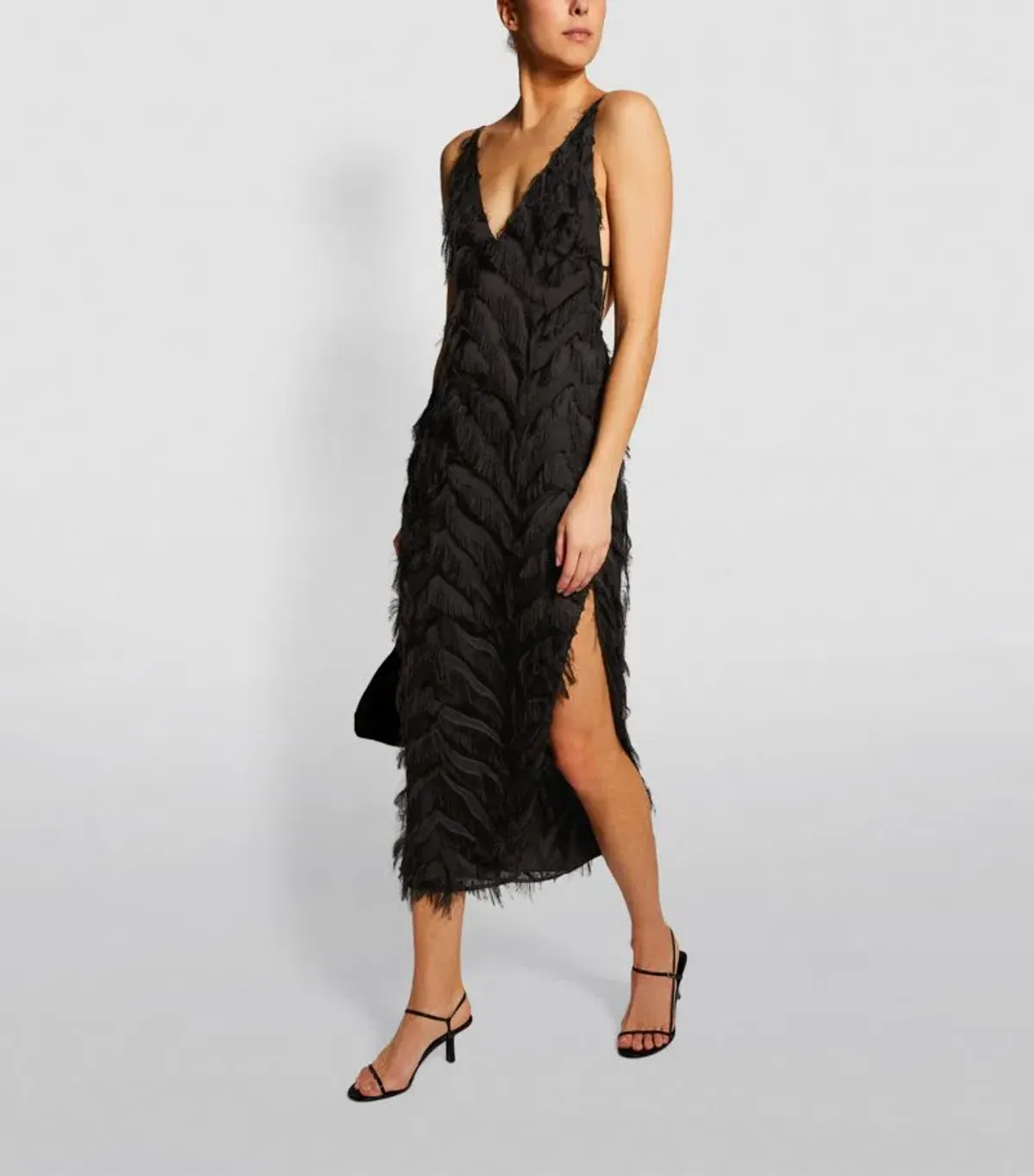 Camilla and Marc Farrah Fringed Dress Black Size 14 (Fits a 10) for rent on The Volte - main image