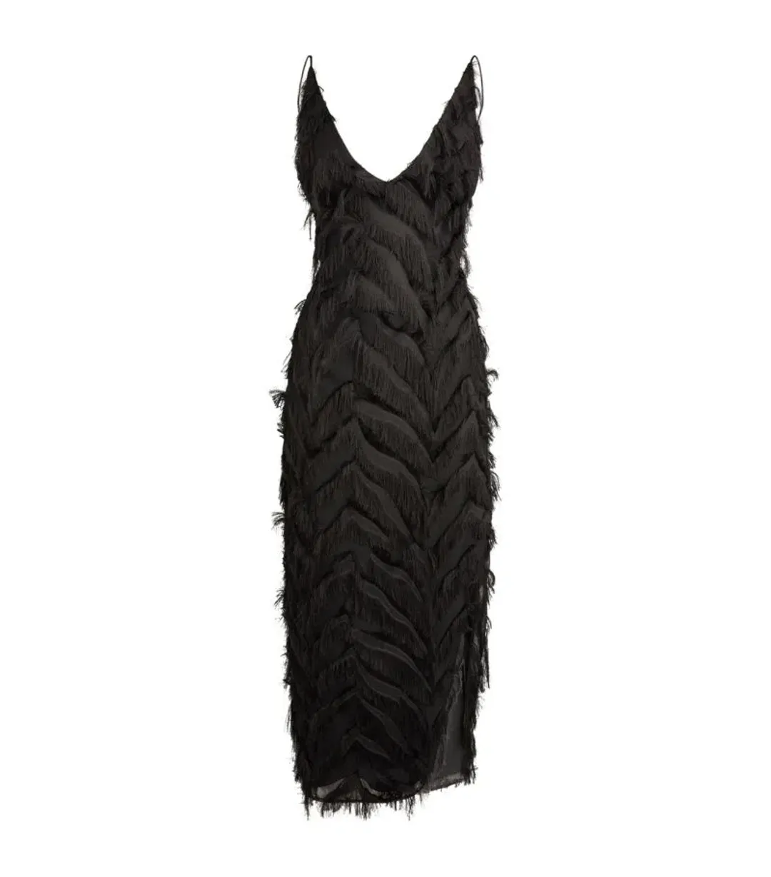 Camilla and Marc Farrah Fringed Dress Black Size 14 (Fits a 10) for rent on The Volte - main image