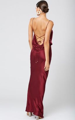 Winona Lunar Backless Maxi Dress - wine for rent on The Volte - image 1